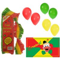 Carnaval versiering pakket - 1x grote vlag /3x crepe feestslingers/150x ballonnen - Feestpakketten - thumbnail