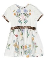 Roberto Cavalli Junior robe fleurie à manches courtes - Blanc