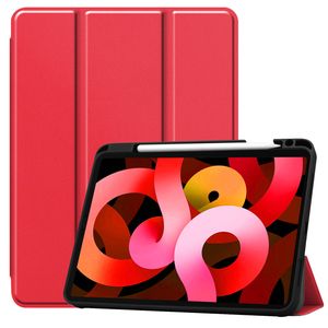 Basey iPad Air 5 (2022) Hoesje Kunstleer Hoes Case Cover -Rood