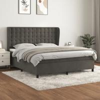 Boxspring met matras fluweel donkergrijs 160x200 cm