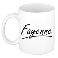 Naam cadeau mok / beker Fayenne met sierlijke letters 300 ml