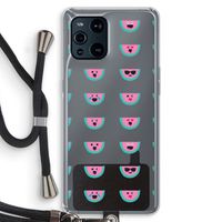 Smiley watermeloenprint: Oppo Find X3 Pro Transparant Hoesje met koord