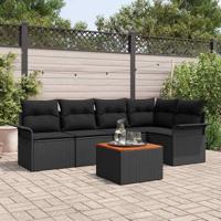 Tuinbankenset met kussen 6 pcs Zwart poly rattan
