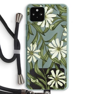Wit bloemenpatroon: Pixel 5a 5G Transparant Hoesje met koord