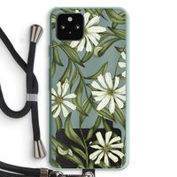 Wit bloemenpatroon: Pixel 5a 5G Transparant Hoesje met koord