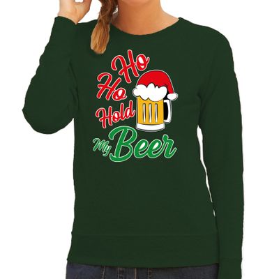 Ho ho hold my beer fout Kerstsweater / outfit groen voor dames Ho ho hold my beer fout Kerstsweater / outfit groen voor dames