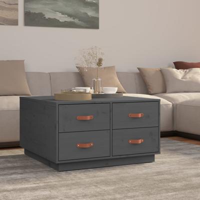 Salontafel 80x80x45 cm massief grenenhout grijs
