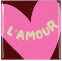 Daan Kromhout Design tegeltje keramiek l&apos;amour 10x10cm pink