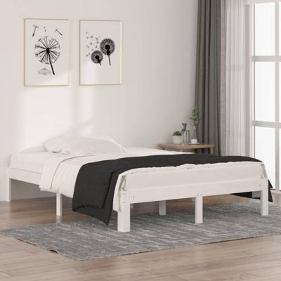 Bedframe massief hout wit 135x190 cm