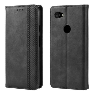 Magnetische gesp retro Crazy Horse textuur horizontale Flip lederen case voor Google pixel 3a met houder & card slots & Photo Frame (zwart)