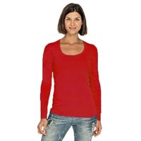Bodyfit dames shirt lange mouwen/longsleeve rood XL (42)  - - thumbnail