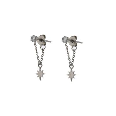 Go Dutch Label Hang Oorbellen met Kettinkje en Sterretje Zilver