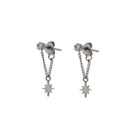 Go Dutch Label Hang Oorbellen met Kettinkje en Sterretje Zilver
