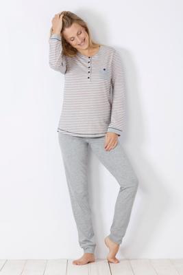 Grijs gestreepte dames pyjama van Hajo