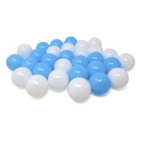 Kunststof ballenbak ballen - blauw/wit - 30x stuks - ca 6 cm - thumbnail