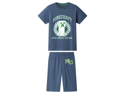 Minecraft Korte kinder pyjama (minecraft/blauw, 122/128)