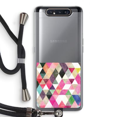 Gekleurde driehoekjes: Samsung Galaxy A80 Transparant Hoesje met koord