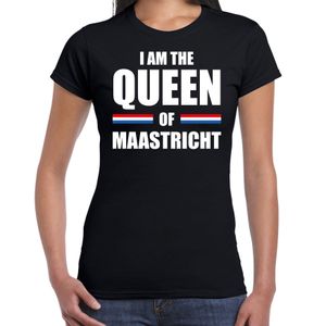 I am the Queen of Maastricht Koningsdag t-shirt zwart voor dames