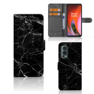 OnePlus Nord 2 5G Bookcase Marmer Zwart - Origineel Cadeau Vader