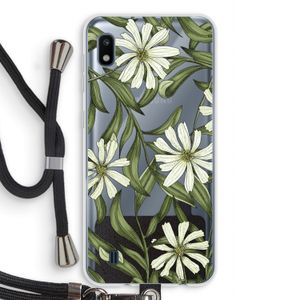 Wit bloemenpatroon: Samsung Galaxy A10 Transparant Hoesje met koord