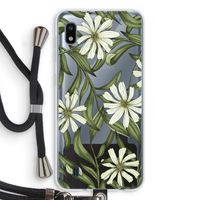 Wit bloemenpatroon: Samsung Galaxy A10 Transparant Hoesje met koord