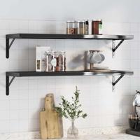 Wandschappen 2 st 100x30 cm roestvrijstaal zwart