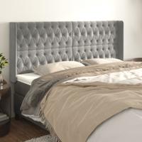 Hoofdbord met randen 203x16x118/128 cm fluweel lichtgrijs