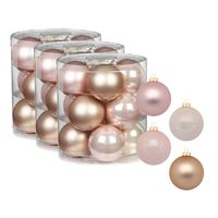 24x stuks glazen kerstballen parel roze 8 cm glans en mat - thumbnail