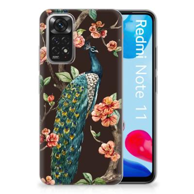 Xiaomi Redmi 10 | Redmi Note 11 4G | TPU Hoesje | Pauw met Bloemen