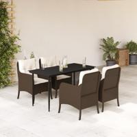 5-delige Tuinset met kussens poly rattan bruin
