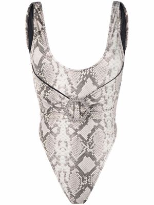 Philipp Plein Broches Monokini À Imprimé Python - Tons neutres