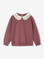 Sweater met sierlijke kraag van macramé meisjes pruim
