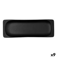 Snackdienblad Bidasoa Fosil Zwart Keramisch Aluminiumoxide 36 x 12,7 x 2,9 cm (9 Stuks)