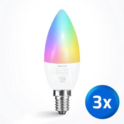 Wifi led kaarslamp RGBWW 4w e14 fitting voordeelset van 3