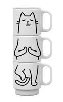 Set van 3 mosterdkleurige mokken - Kattenyoga