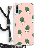 Cactusprint roze: Huawei P Smart Pro Transparant Hoesje met koord