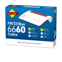 FRITZ!Box FRITZ! BOX 6660 Cable draadloze router Gigabit Ethernet Dual-band (2.4 GHz / 5 GHz) Zwart, Rood, Wit - thumbnail