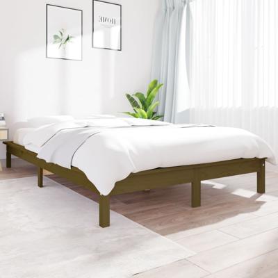 Bedframe massief grenenhout honingbruin 140x200 cm