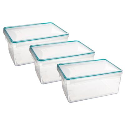 5Five Vershoudbakje met deksel - 3x - kunststof - luchtdicht - 25 x 18 x 12 cm - 3700 ml