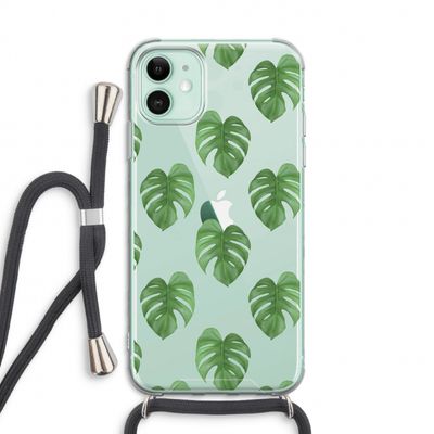 Monstera leaves: iPhone 11 Transparant Hoesje met koord
