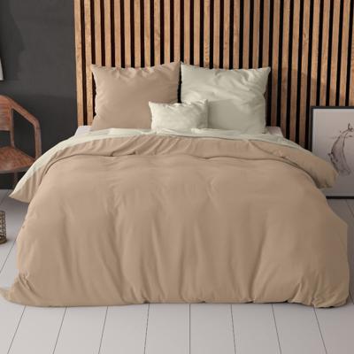 Dekbedovertrek Twin Face - Crème Taupe - Eenpersoons (140x200 Cm) - Crème & Taupe Microvezel - Double Face - Zensation - Dekbed-Discounter.nl