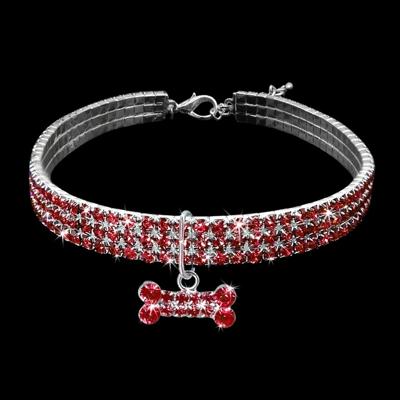 2 stuks bling Rhinestone hond kraag Crystal puppy Chihuahua huisdier hond kragen leiband voor kleine honden mascotas accessoires M (roze)