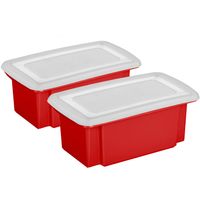 Sunware 2x opslagboxen kunststof 7 liter rood 38 x 21 x 14 cm met deksel - Opbergbox