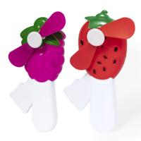 Mini ventilator/handventilator - 2x stuks - druif/aardbei - verkoeling - festival/zomer