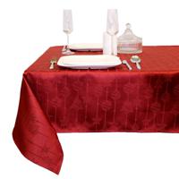 Unique Living Kerst tafellaken/tafelkleed - rood - 145 x 200 cm - polyester - rechthoekig