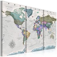 Schilderij -Wereldkaart , Bestemming van de Wereld , 3 luik - thumbnail
