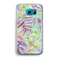 Tropical Palms Blue: Samsung Galaxy S6 Transparant Hoesje - thumbnail