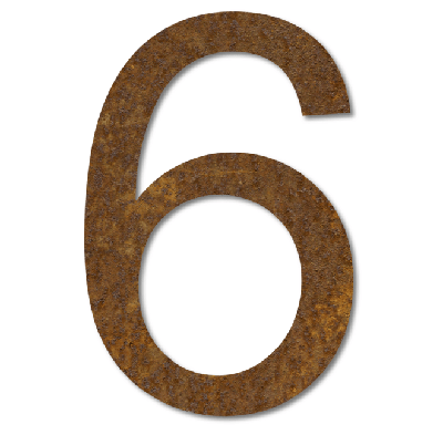 LIROdesign Cortenstaal huisnummer 6 - 30 cm - per stuk LIROdesign Cortenstaal huisnummer 6 - 30 cm - per stuk
