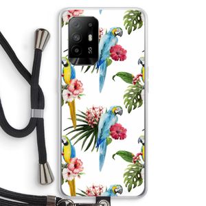 Kleurrijke papegaaien: Oppo A95 5G Transparant Hoesje met koord