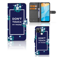 OPPO A15 Portemonnee Hoesje Flowers Blue DTMP - thumbnail